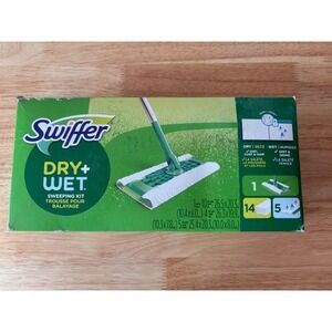 Swiffer Dry + Wet Sweeping Kit Floor Mop with 14 Dry and 5 Wet Cloths NEW